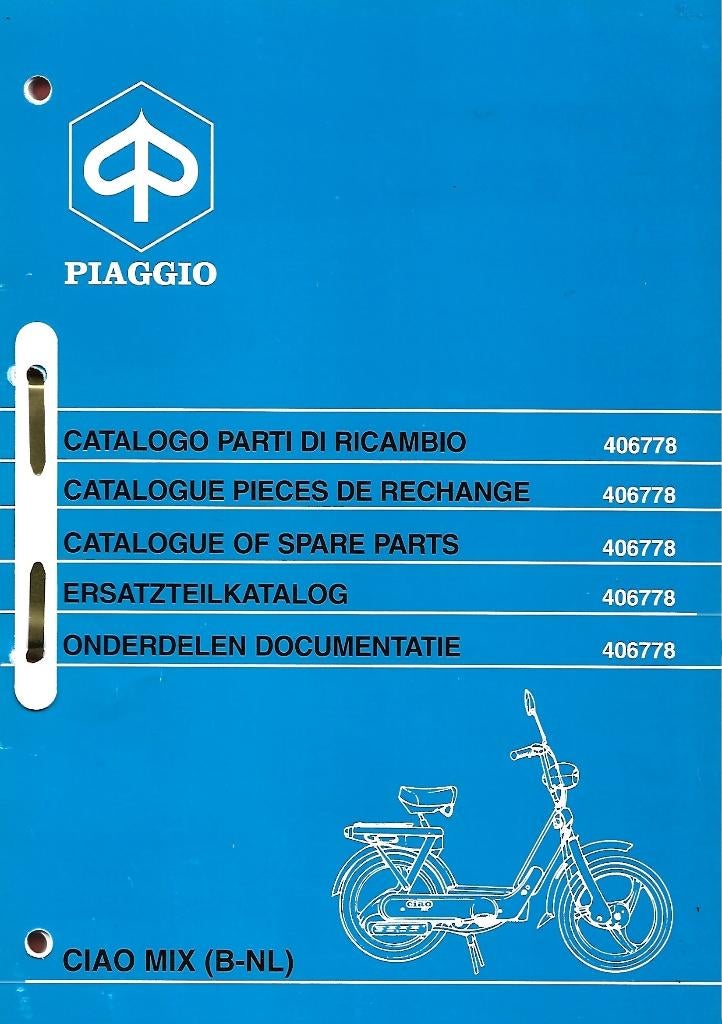 Vespa Piaggio Ciao Mix onderdelenlijst bromfiets (8015z), Ophalen of Verzenden, Zo goed als nieuw