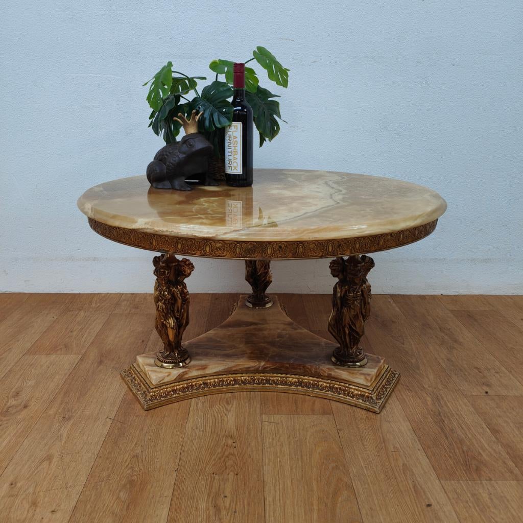 Vintage Regency salontafel koffietafel met marmer blad 308, Ophalen, Valkenswaard, Gebruikt, 100 tot 150 cm