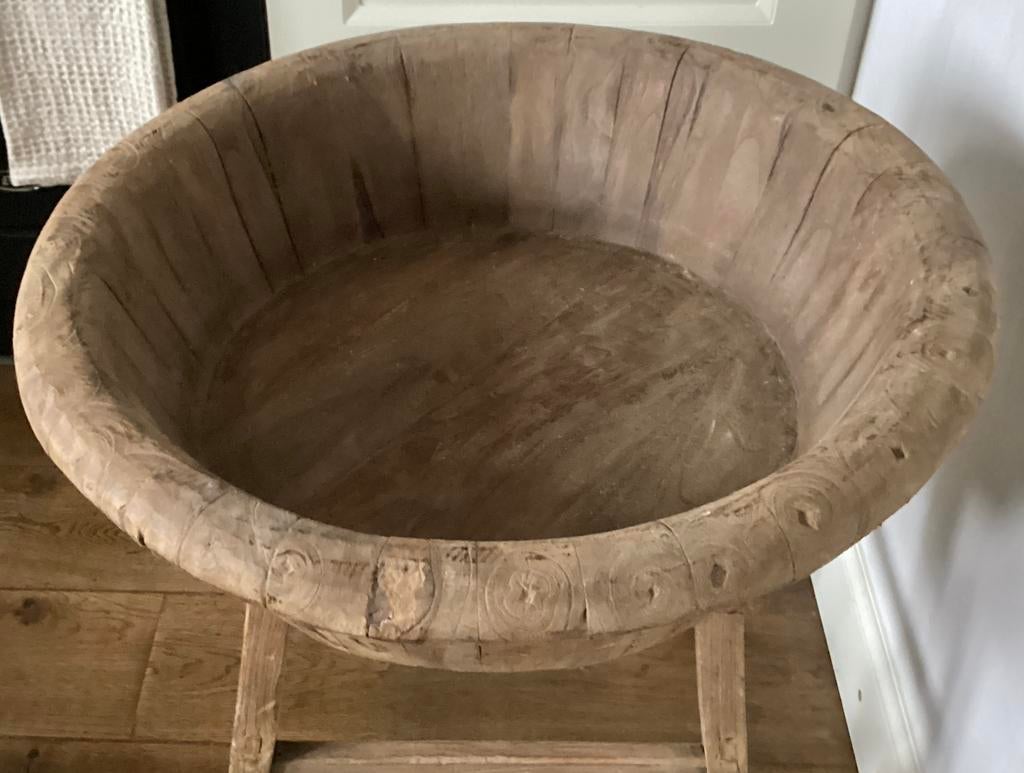 OLIJFBAK STOER GROTE OUDE OLIJVENBAK STEVIGE ZWARE BAK, Ophalen of Verzenden