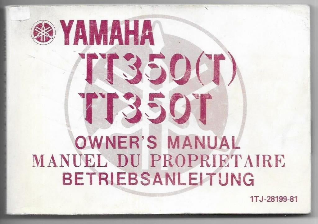 Yamaha TT350 TT350 T manual Betriebsanleitung (2884z), Motoren, Ophalen of Verzenden, Yamaha