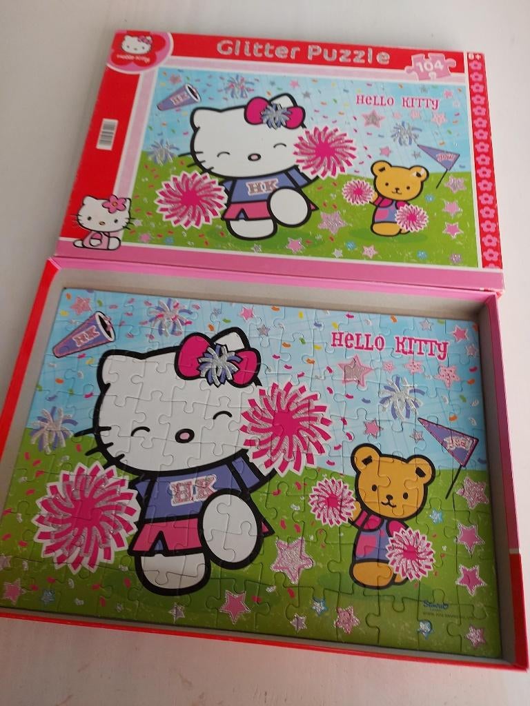Hello kitty puzzel 104 stukjes, Ophalen of Verzenden, Meer dan 50 stukjes, Gebruikt, 6 jaar of ouder