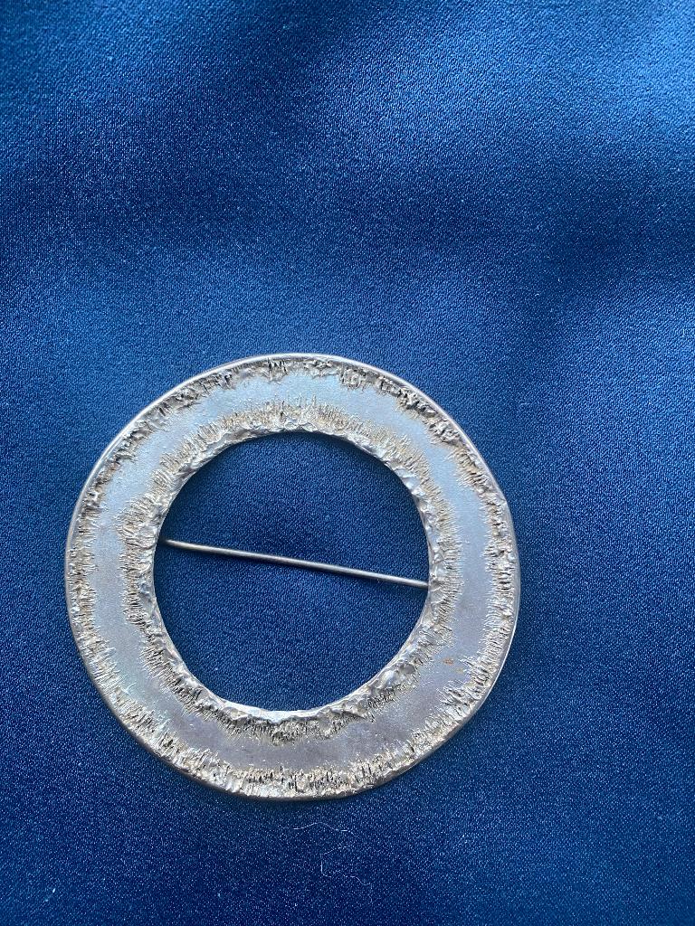 grote Noorse Zilveren Broche 925S (Scandinavisch modern, Verzenden, Zilver