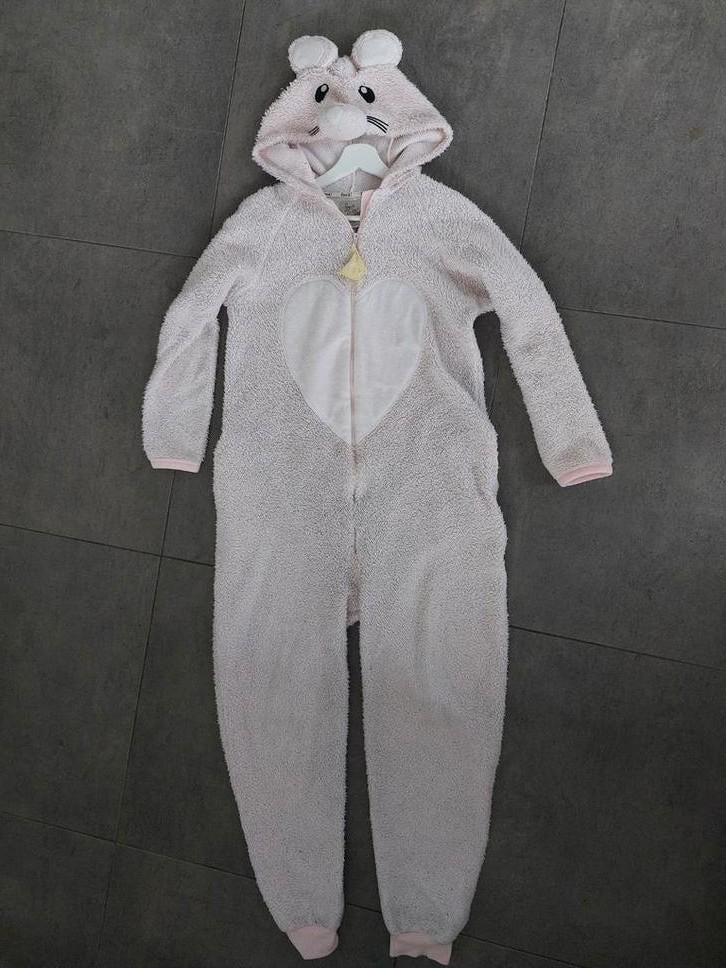 Roze muis onesie maat S met stukje kaas aan de rits carnaval, Ophalen of Verzenden, Zo goed als nieuw, Carnaval