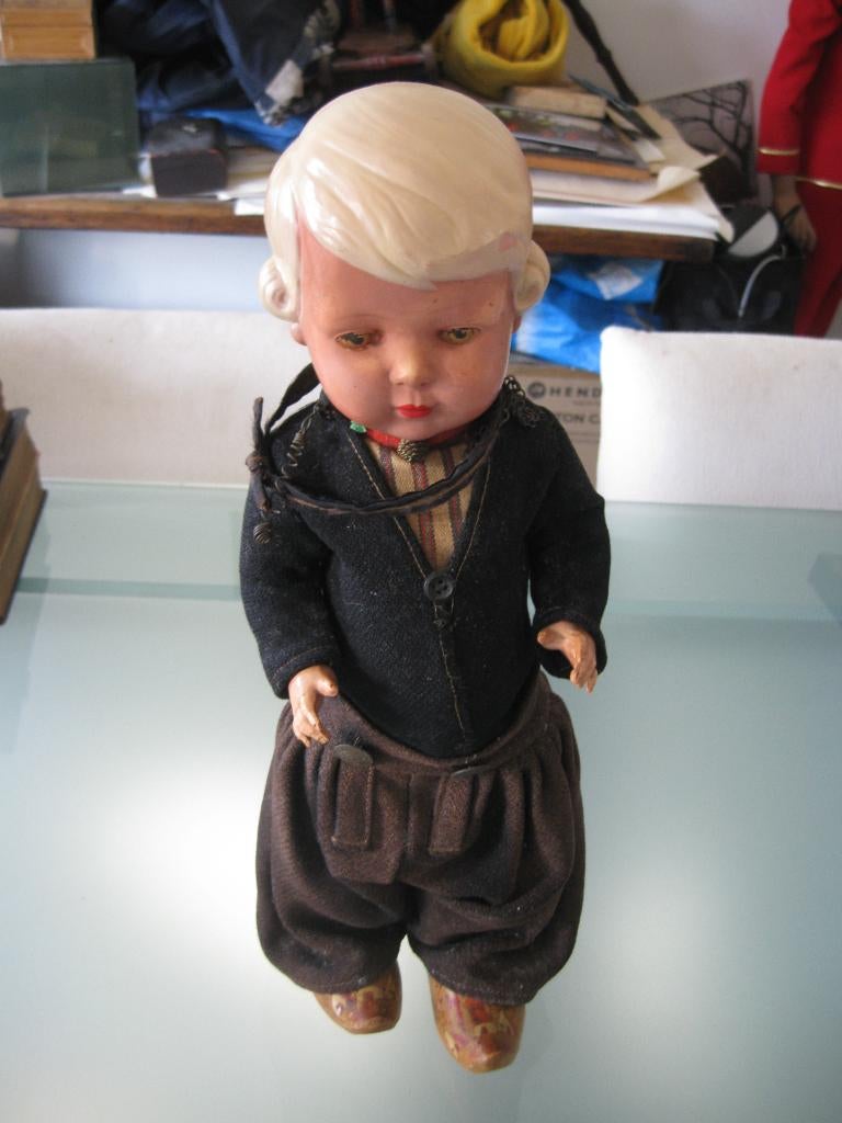 Antieke traditionele visserij klederdrachtpop,,   42 cm hoog, Ophalen of Verzenden, Gebruikt, Pop