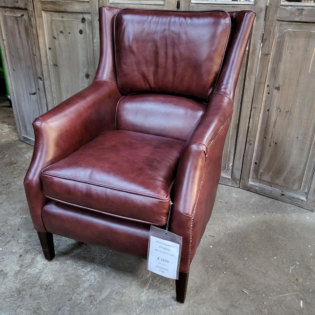 Fauteuil Picasso in prachtig soepel rundleer., Ophalen, Chesterfield, 75 tot 100 cm, Zo goed als nieuw