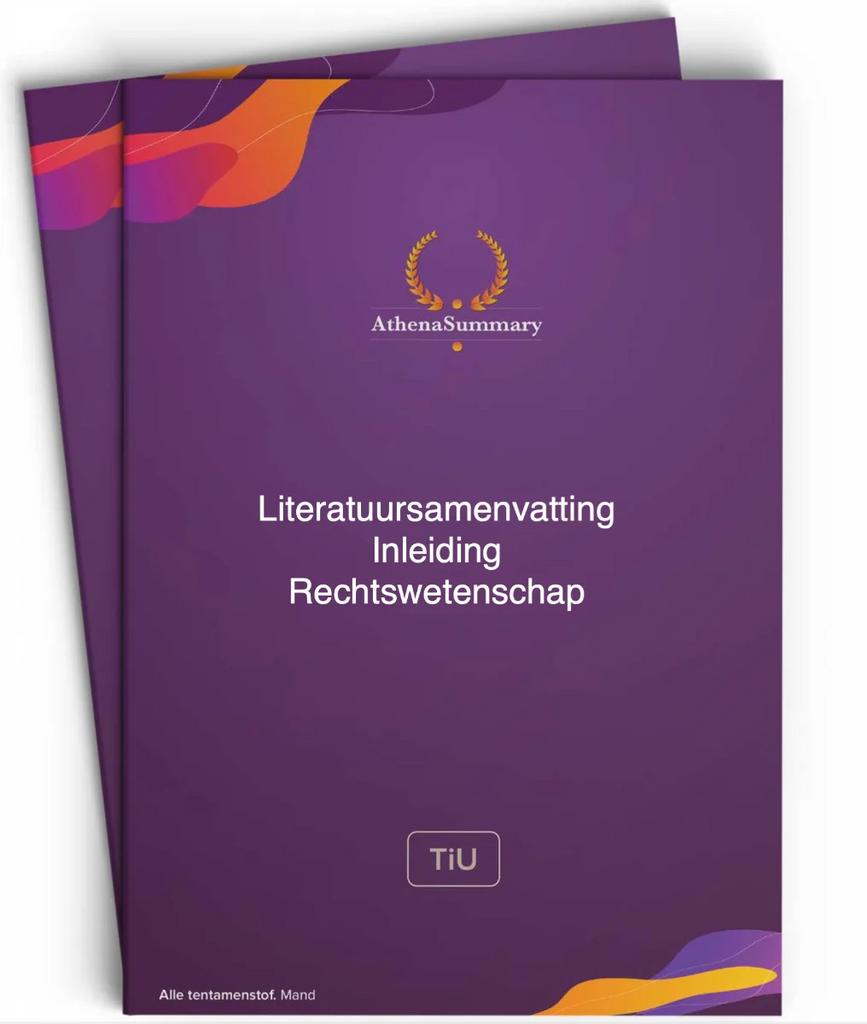 Athena Samenvatting Inleiding Rechtswetenschap - UvT, Ophalen of Verzenden, Gamma, Zo goed als nieuw, WO