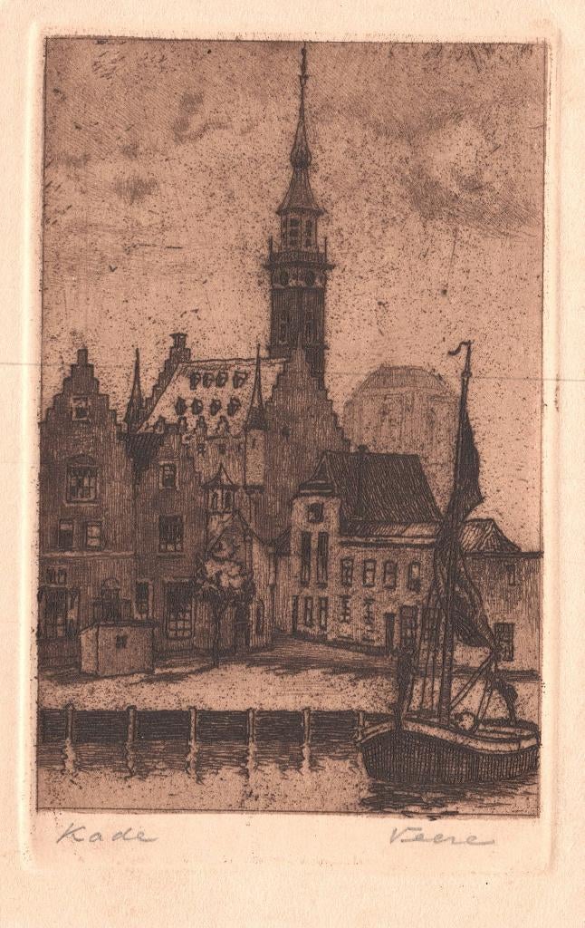 Veere, Kade, Tekening  130715, Verzenden, Ongelopen, Zeeland