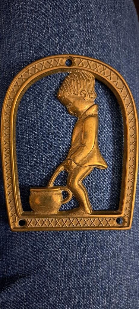 Messing Wc plaatje, Ophalen of Verzenden, Koper