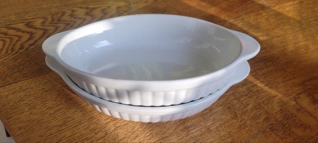 Ovenschaal wit Frans 21 cm - Set van 2, Ophalen of Verzenden, Gebruikt