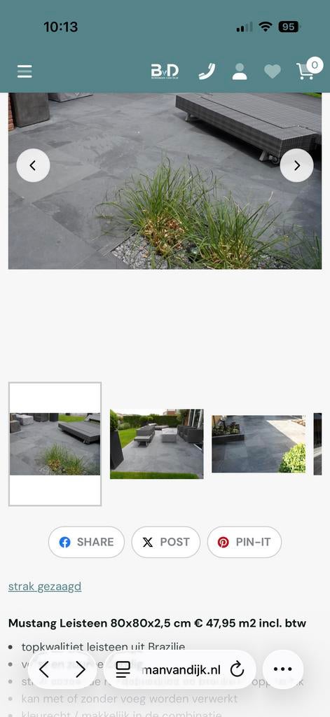 80 m2  gebruikte Mustang Leisteen Terrastegels 80x80x2,5 cm, Ophalen, Nieuw, Terrastegels, Natuursteen