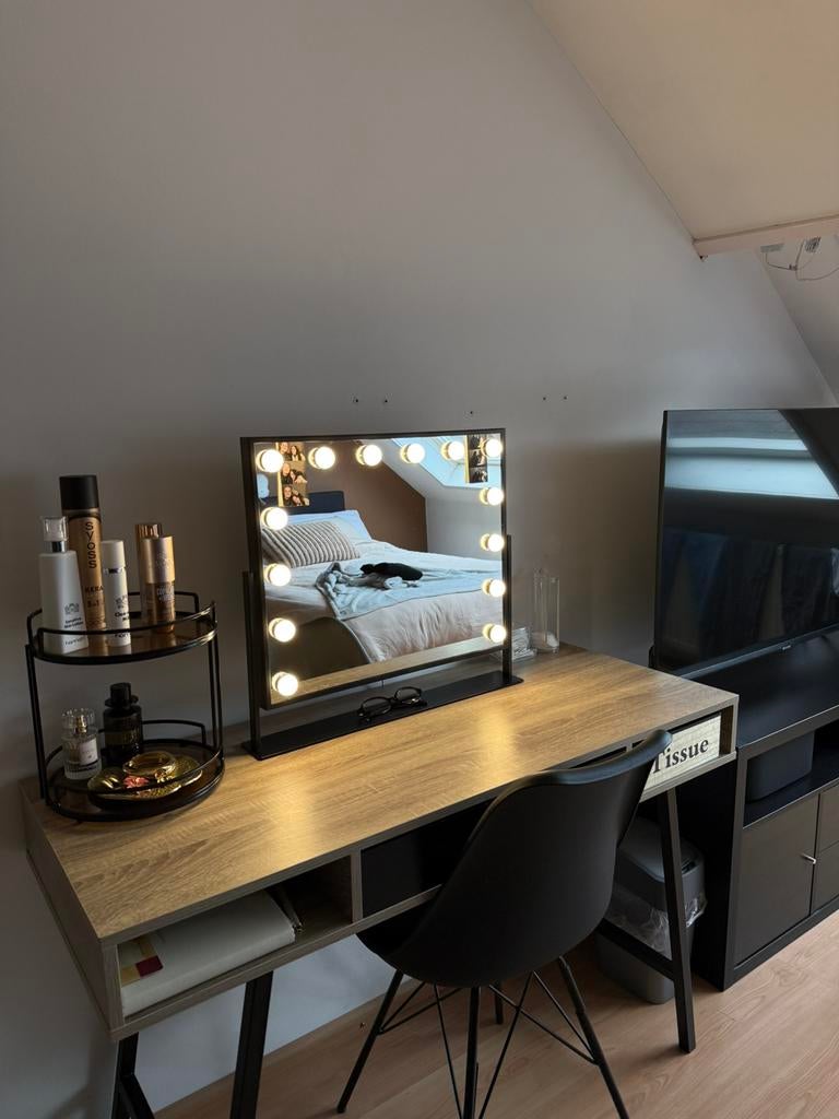 Make-up tafel inclusief spiegel met hollywood lights, Ophalen, Zo goed als nieuw, 50 tot 100 cm, Minder dan 100 cm
