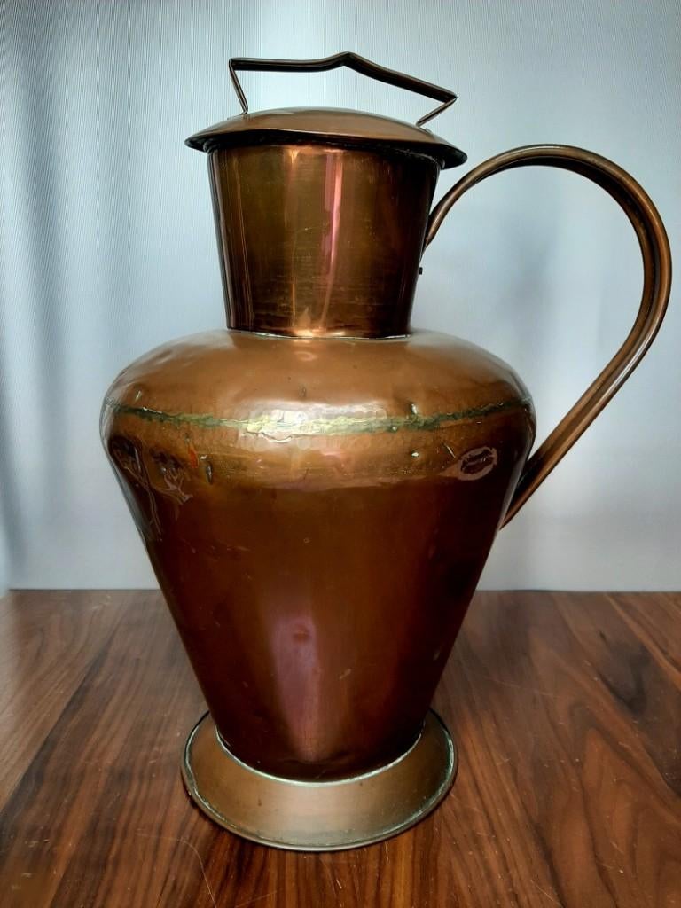 Een grote vintage sier kan van koper.  42,5 cm. hoog /1 kg., Antiek en Kunst, Antiek | Koper en Brons, Ophalen of Verzenden, Koper