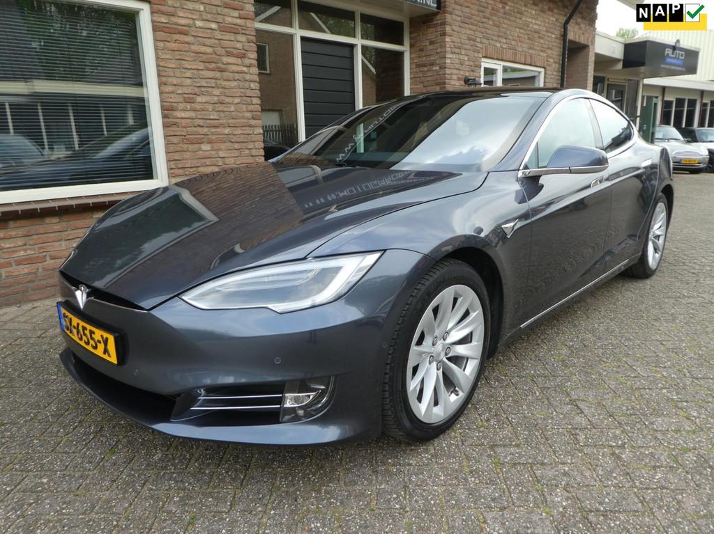 Tesla Model S 75D Base Panoramadak inclusief BTW, Gebruikt, Zwart, Model S, Leder en Stof