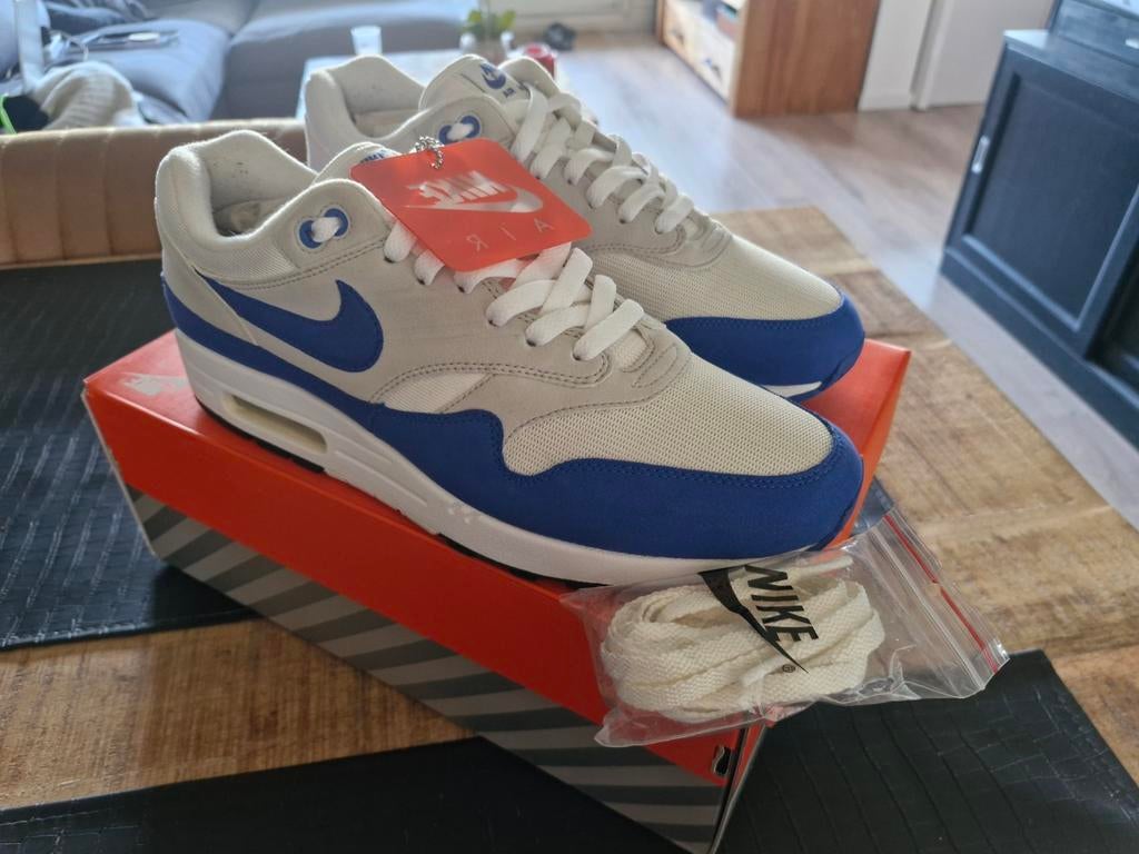 Nike air max one 1 anniversary royal blue us 11,5 eu 45,5, Ophalen, Blauw, Nike, Sneakers of Gympen