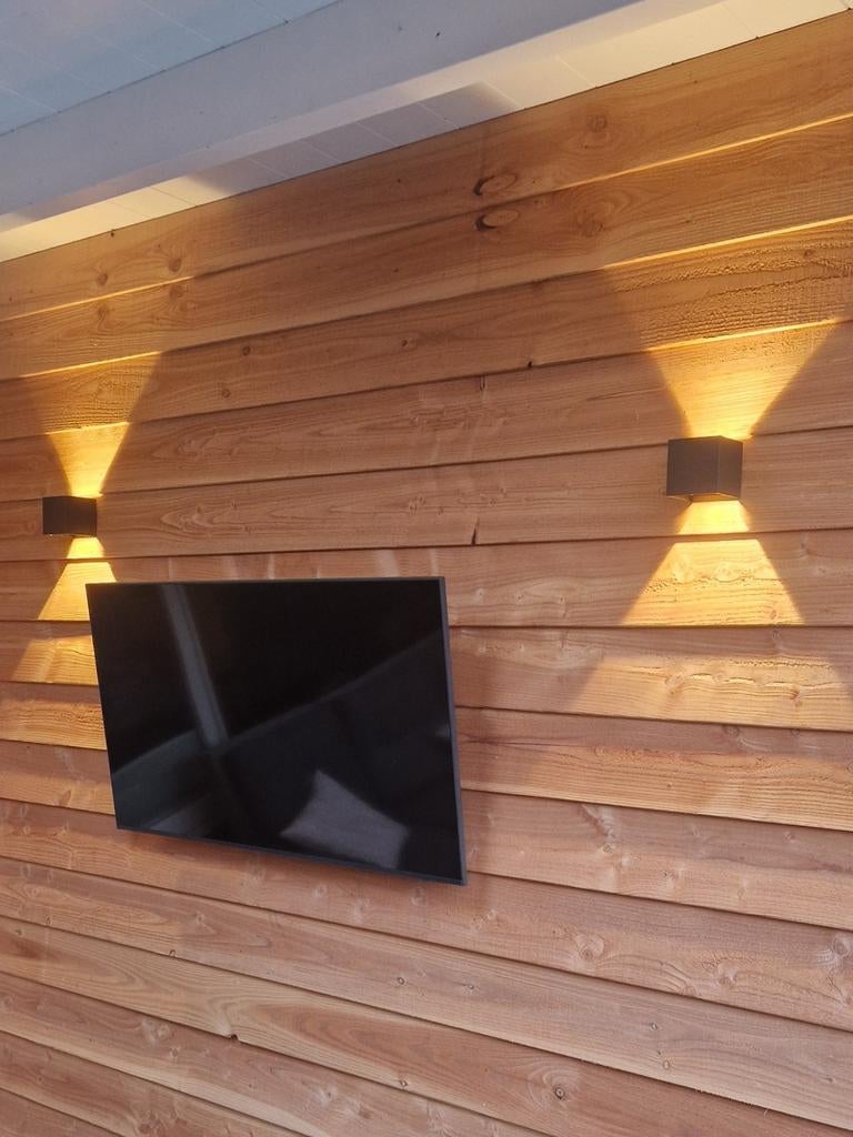 Moderne Kubus Buitenlampen - Set van 4, Tuin en Terras, Buitenverlichting, Gebruikt, Minder dan 50 watt, Wandlamp, Aluminium