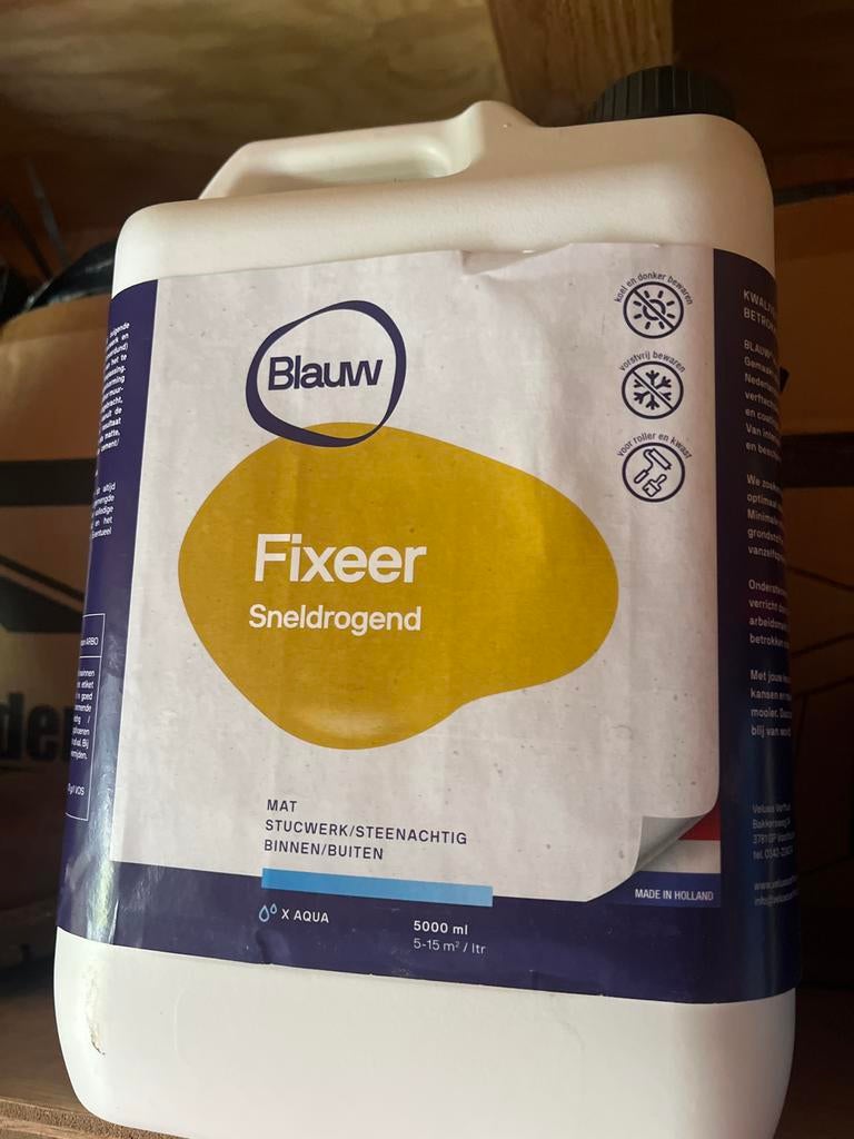 Blauw Fixeer Sneldrogend Primer 3L - Mat Stucwerk/Steenachti, Ophalen, Overige kleuren, Nieuw, Verf