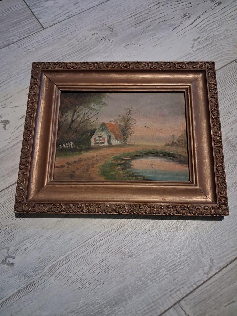 Schilderij ( tje ) ca 28 x 23 cm ( incl. lijst ), Antiek en Kunst, Kunst | Schilderijen | Klassiek, Ophalen of Verzenden