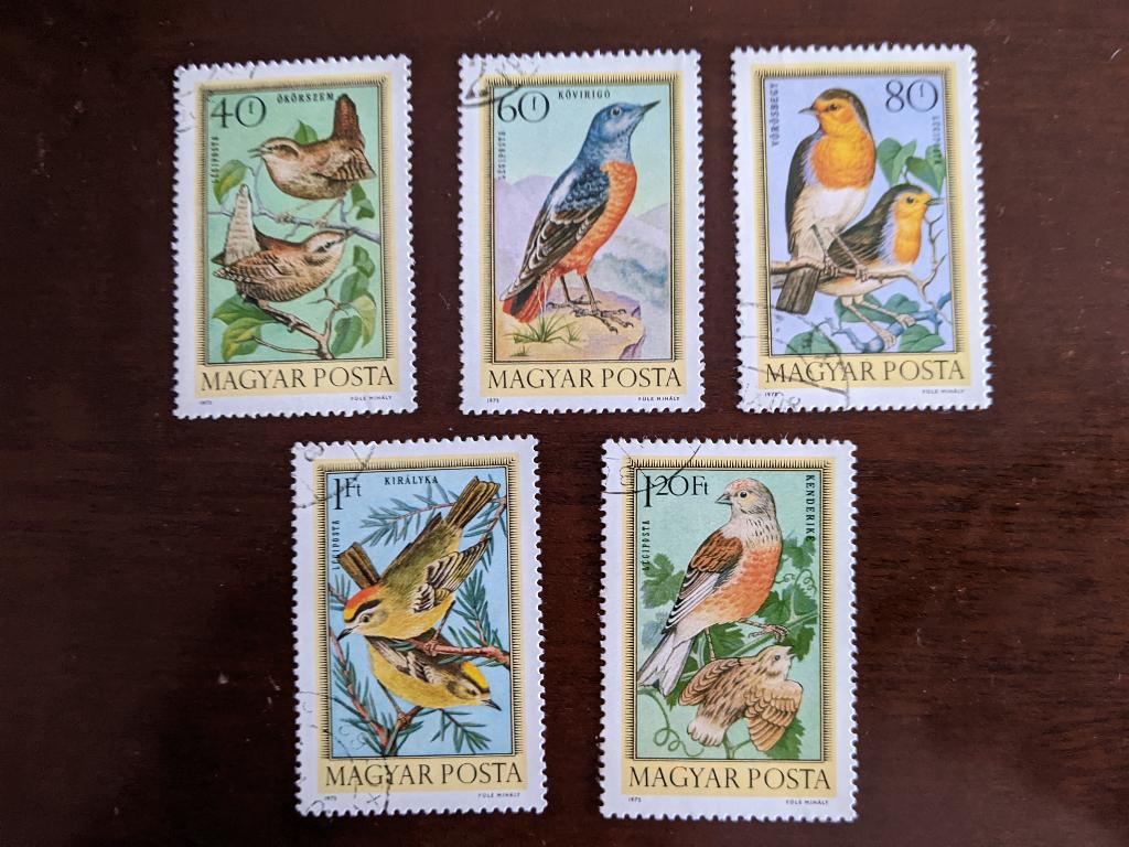 HONGARIJE 1973; set (5) VOGELS, Verzenden, Gestempeld, Dier of Natuur