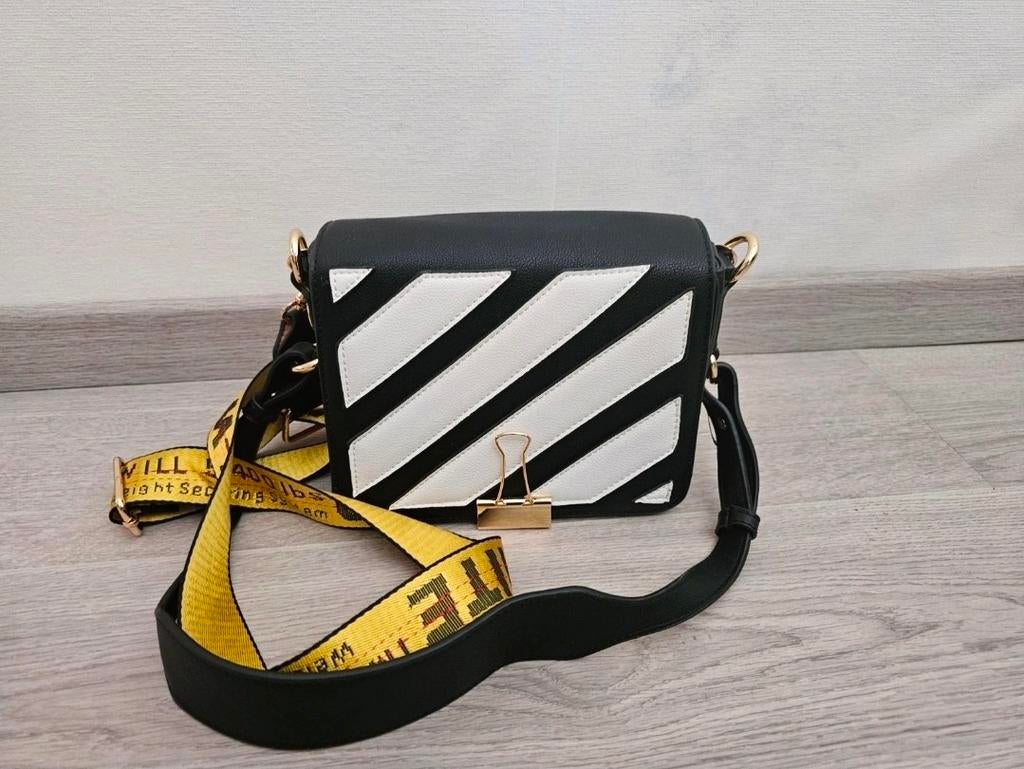 Zwart-Witte Crossbody schoudertas, Sieraden, Tassen en Uiterlijk, Tassen | Schoudertassen, Nieuw, Overige merken, Zwart, Ophalen of Verzenden