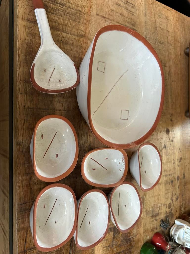 Retro vintage pinda set wit terra cotta, Verzamelen, Retro, Ophalen, Huis en Inrichting
