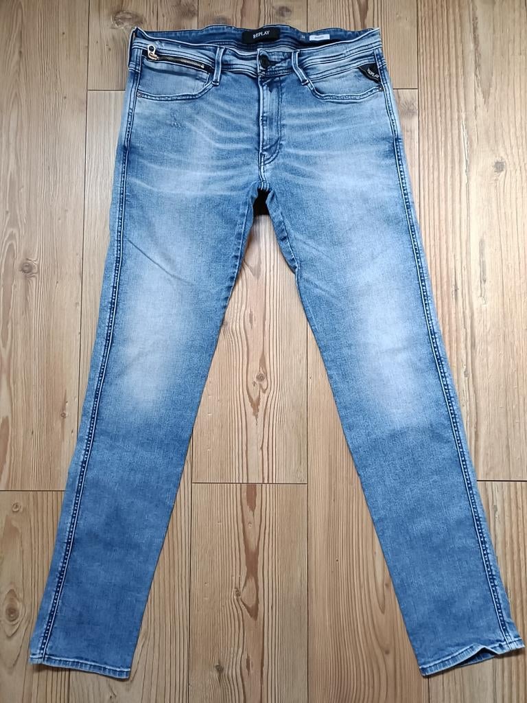 Replay anbass stretch maat 34-34, Ophalen of Verzenden, Zo goed als nieuw, Blauw, W33 - W34 (confectie 48/50)