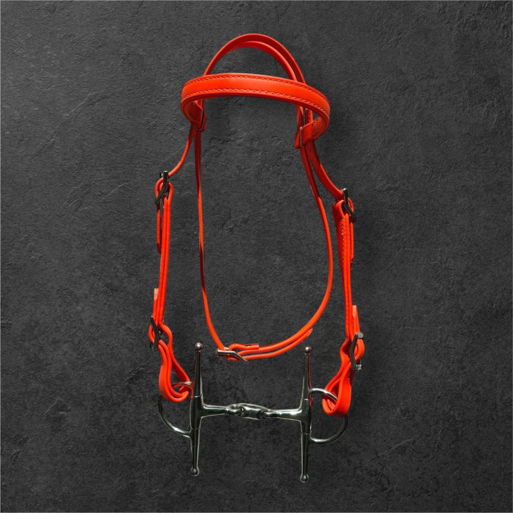 Biothane westernhoofdstel pony, fel oranje, topstaat, Dieren en Toebehoren, Ophalen of Verzenden, Zo goed als nieuw, Western