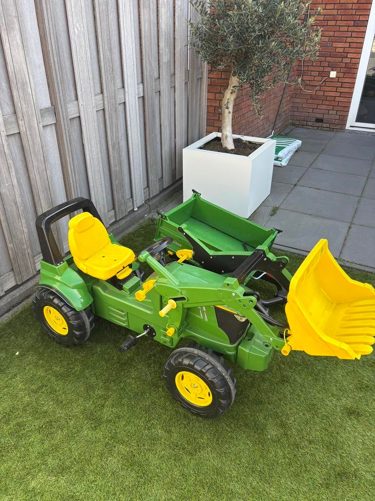 Rolly Toys traptrekker met voorlader en kar, Ophalen, Zo goed als nieuw, Overige merken, Met kar of aanhanger