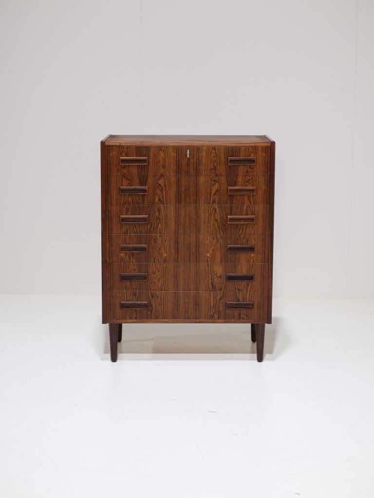 Ladekast P. Westergaard palissander Deens vintage 1960s, Ophalen, 100 tot 150 cm, -, 50 tot 100 cm