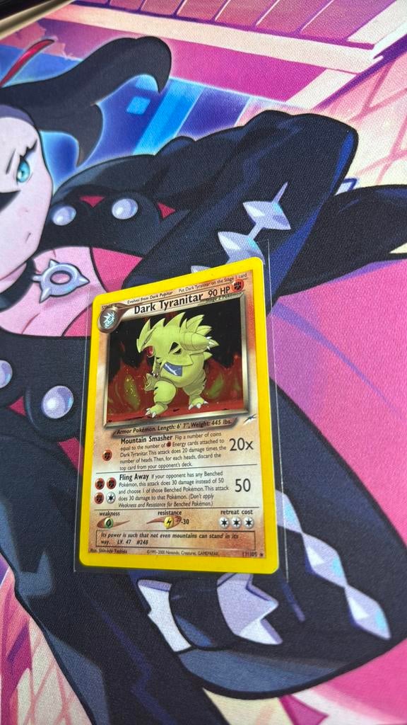 Pokémon Dark Tyranitar 11/105 Neo Destiny Holo Met Swirl, Ophalen of Verzenden, Zo goed als nieuw