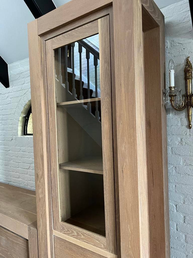 Fairwood! Massief Eiken Vitrinekast kast met dressoir, Ophalen, Eikenhout, 50 tot 100 cm, Zo goed als nieuw