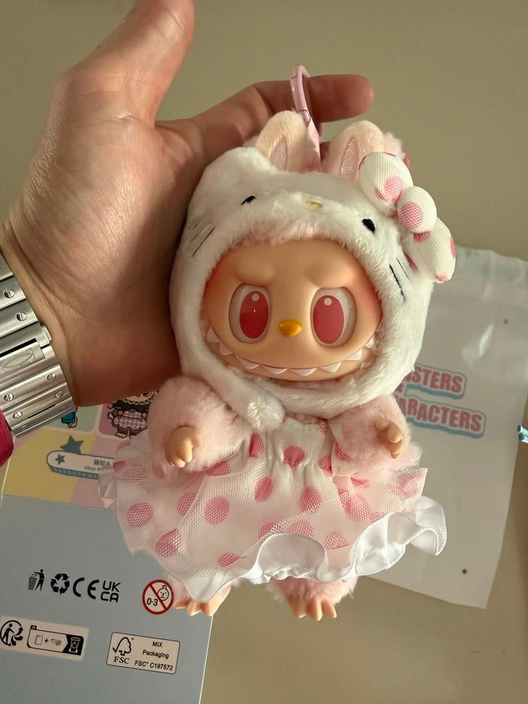 Labubu Hello Kitty PopMart hanger, Ophalen of Verzenden, Nieuw, Jongen of Meisje