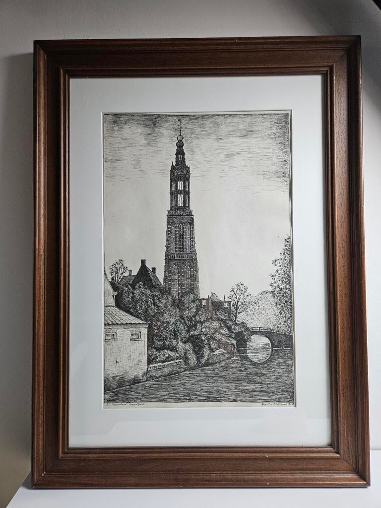 Ets van de Vrouwetoren in Amersfoort, Ophalen of Verzenden