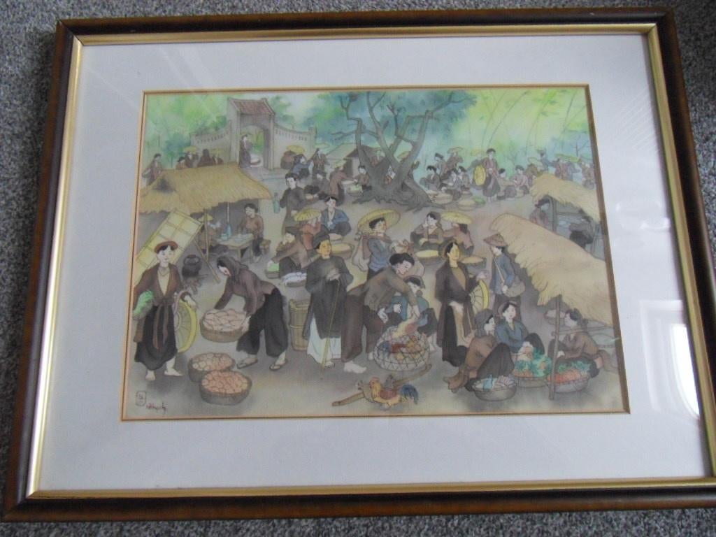 Mooie Chinese print in lijst -- 55,5 x 43 cm., Ophalen of Verzenden