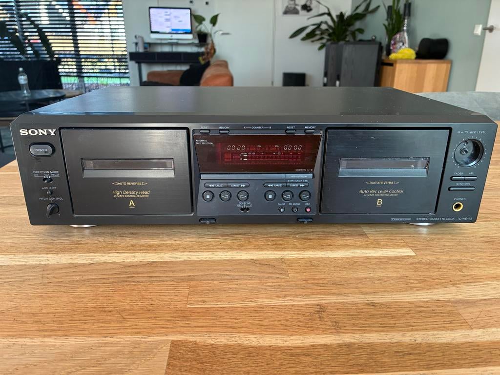 Sony TC-WE475 Dubbel Cassettedeck - REC level knop ontbreekt, Ophalen, Dubbel, Sony