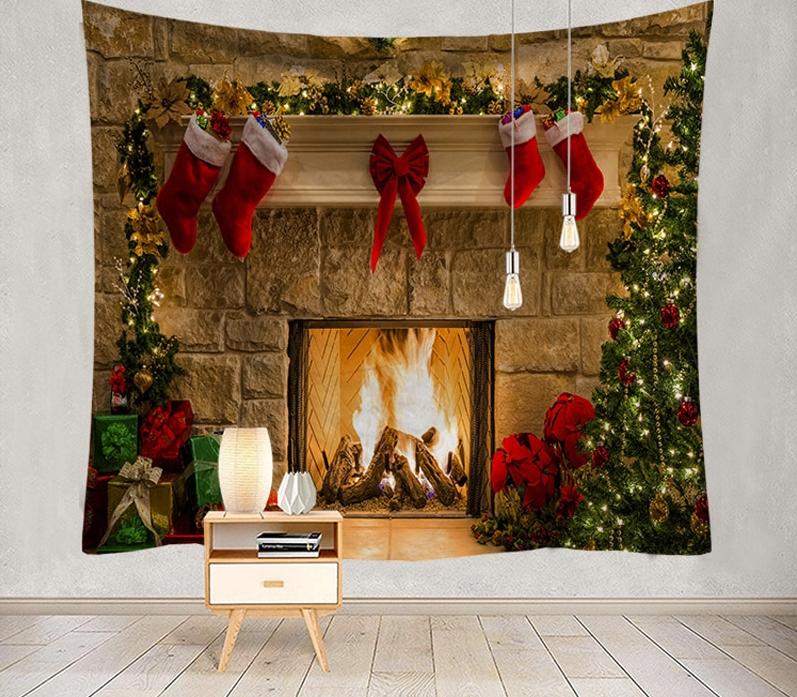 Kerst Wandkleed 1 3D Wand Kleed Kerstmis Openhaard Muurkleed, Verzenden, Nieuw, Rechthoekig, 200 cm of meer
