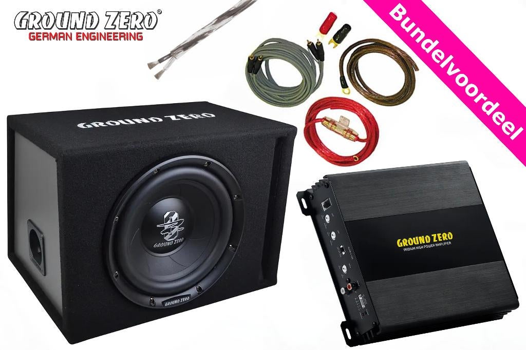 Ground Zero GZIB 25BR + GZIA 2.135 Versterker + Kabelset, ., Nieuw, Ophalen of Verzenden, .
