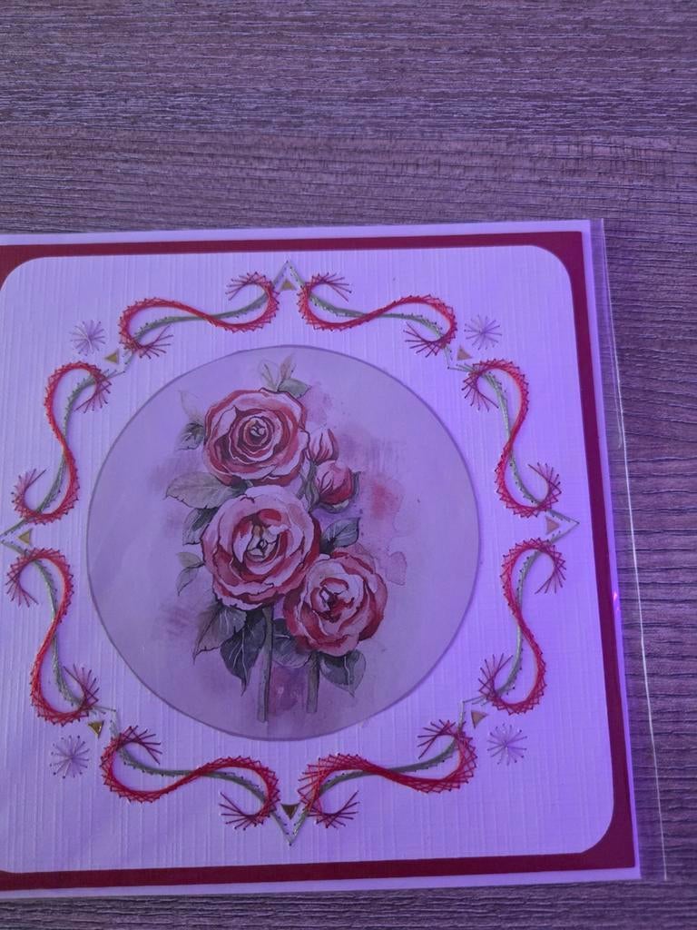 geborduurde kaart, Hobby en Vrije tijd, Kaarten | Zelfgemaakt, Ophalen of Verzenden, Nieuw, Overige thema's