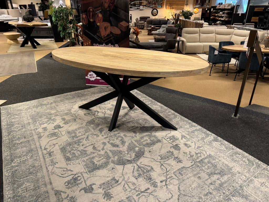 Eettafel ovaal 180cm. met spinpoot Direct/leverbaar E-7061, Huis en Inrichting, Nieuw, 50 tot 100 cm, Mwonenenslapen@ziggo.nl
