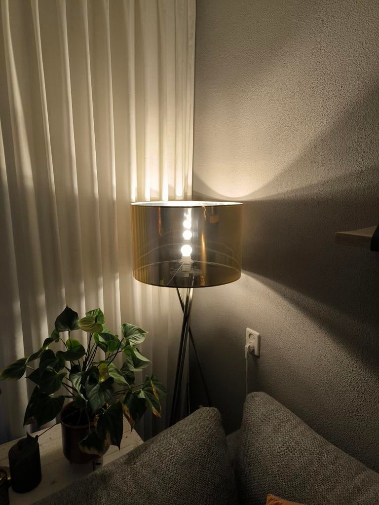 Staande schemerlamp, Ophalen, Modern met klassieke invloeden., Zo goed als nieuw, Metaal