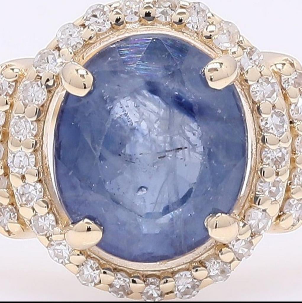 HRD gecertificeerd RING 14K Goud Saffier Blue 1,46ct Diamant, Nieuw, Kleiner dan 17, Met edelsteen, Dame