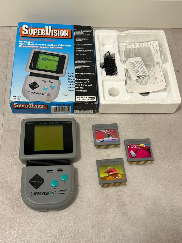Watara Supervision SV-100 met 3 spellen in originele doos, Spelcomputers en Games, Gebruikt, Overige genres, 1 speler, Ophalen of Verzenden