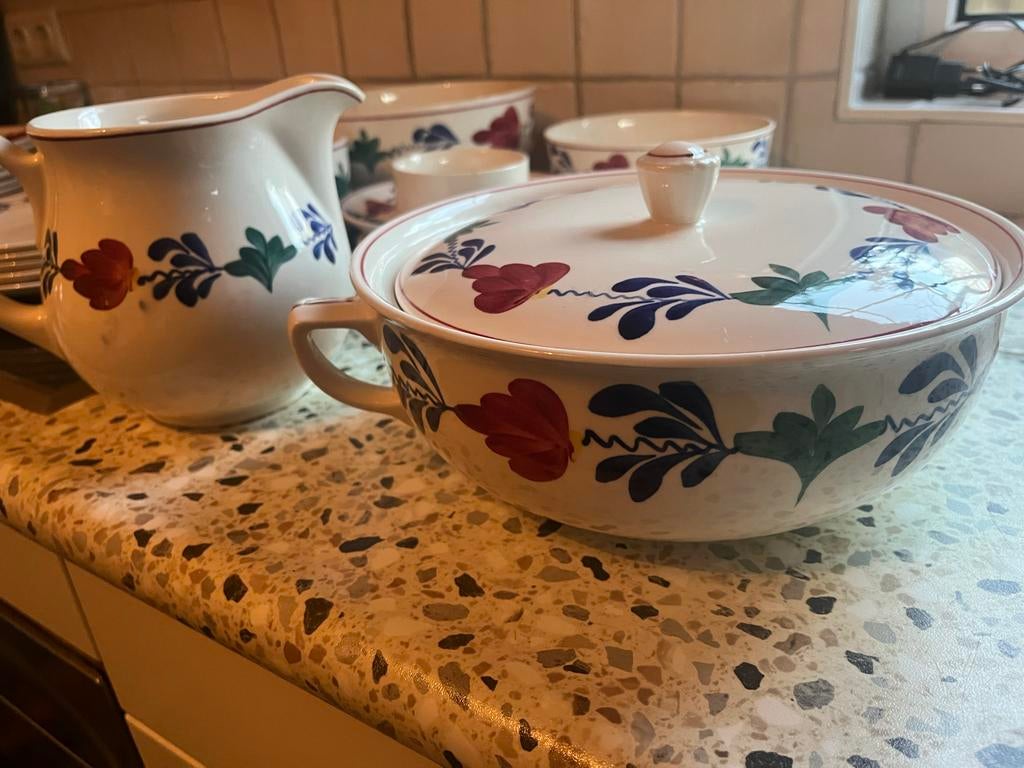 Grote verzameling Boerenbont servies, Ophalen, Gebruikt, Aardewerk, Boerenbont