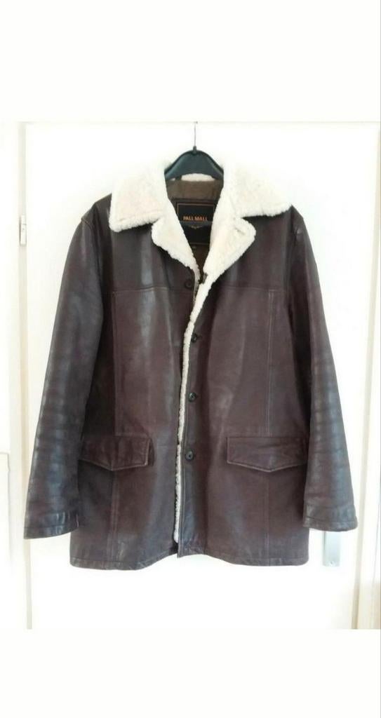 Gave donker bruin leren lammy coat pme pall mall amerikaan, Ophalen, Zo goed als nieuw, Overige maten, Bruin