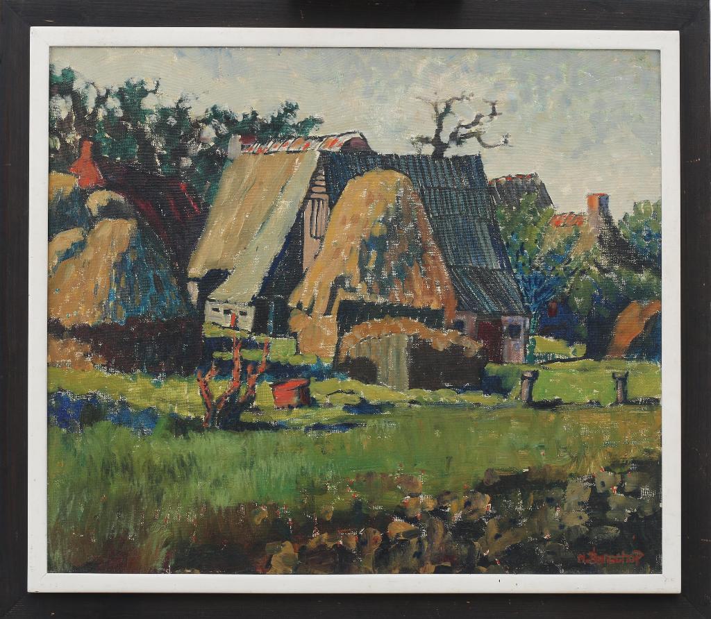 Drents landschap Hollandse schilderij Nico Beneschop ca 1960, Antiek en Kunst, Ophalen