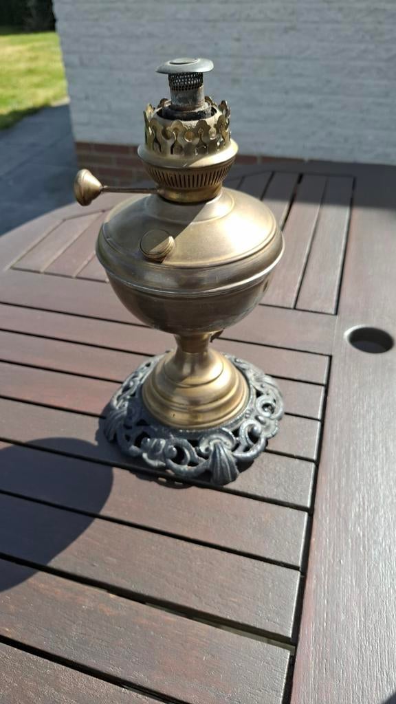 Oude olielamp van messing, Ophalen of Verzenden