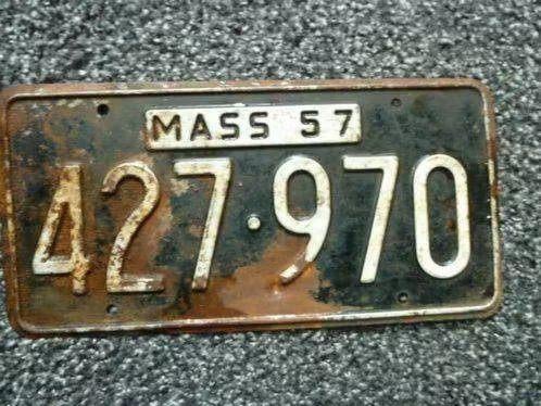 Kentekenplaat licenseplate Massachusetts 1957 USA, Verzamelen, Verzenden, Gebruikt, Auto's