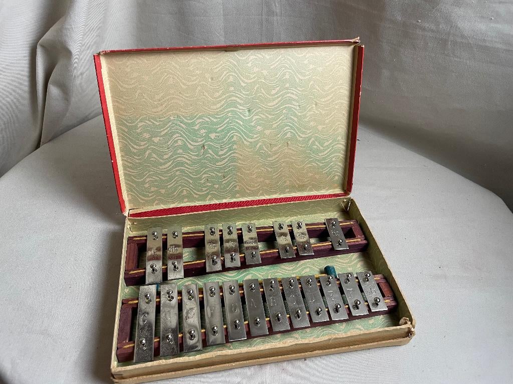 Vintage kinderxylofoon  in doosje, Ophalen of Verzenden