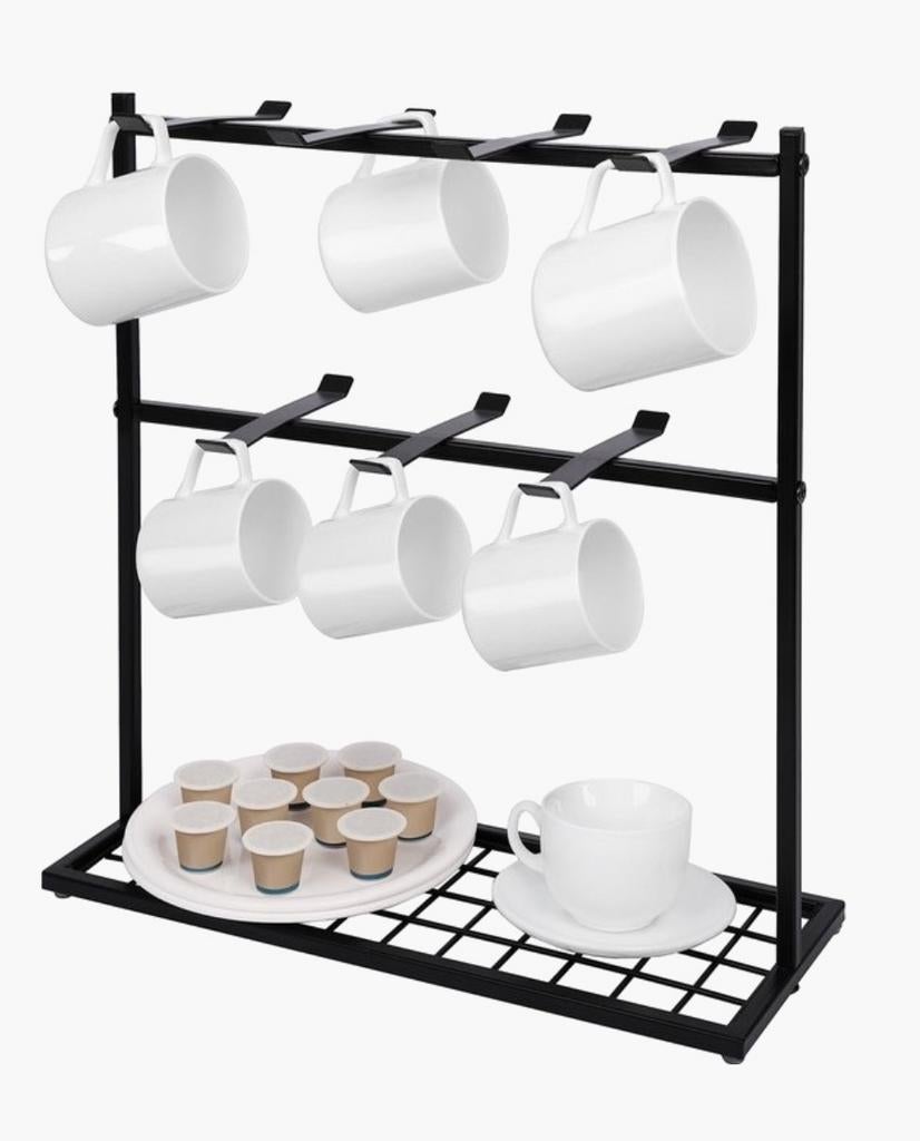 Koffie mok houder - Zwart metalen rek voor 12 mokken, Huis en Inrichting, Ophalen of Verzenden, Nieuw