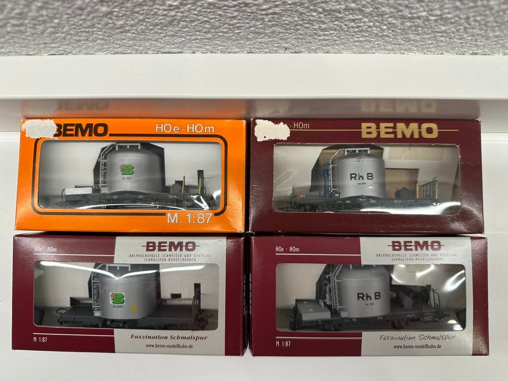 Bemo 4 cementwagons, Hobby en Vrije tijd, Overige merken, Gelijkstroom, Wagon, Ophalen of Verzenden
