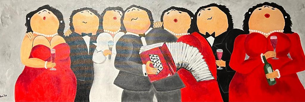 Schilderij dikke dames, Antiek en Kunst, Ophalen